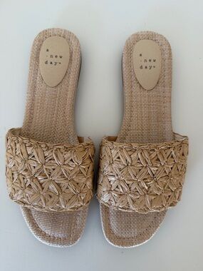 a new day Beige Woven Slide Mules